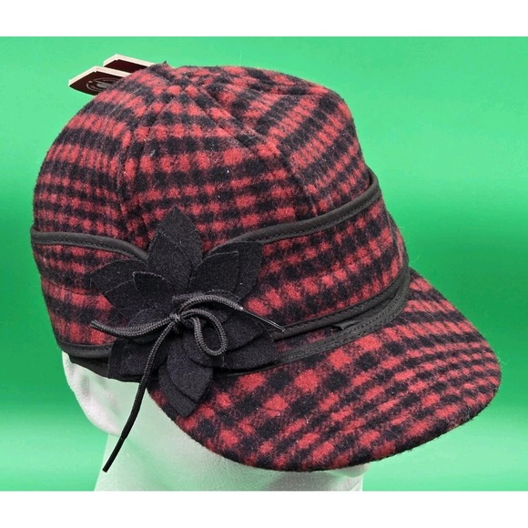 NEW Stormy Kromer Petal Pusher Wool Blend Hat Red Black Size 7 3/8 Plaid NWT main image 8